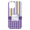 Purple Gingham & Stripe iPhone 15 Plus Case - Back