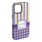 Purple Gingham & Stripe iPhone 15 Plus Tough Case - Angle