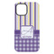 Purple Gingham & Stripe iPhone 15 Plus Tough Case - Back