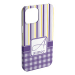 Purple Gingham & Stripe iPhone Case - Plastic (Personalized)