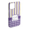 Purple Gingham & Stripe iPhone Case - Plastic - iPhone 15 Pro Max (Personalized)