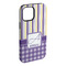 Purple Gingham & Stripe iPhone Case - Rubber Lined - iPhone 15 Pro Max (Personalized)