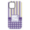 Purple Gingham & Stripe iPhone 15 Pro Max Tough Case - Back