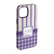 Purple Gingham & Stripe iPhone Case - Rubber Lined - iPhone 15 (Personalized)