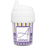 Purple Gingham & Stripe Baby Sippy Cup (Personalized)