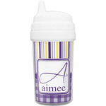 Purple Gingham & Stripe Sippy Cup (Personalized)