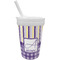 Purple Gingham and Stripes Sippy Cup with Straw