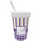 Purple Gingham & Stripe Sippy Cup with Straw (Personalized)