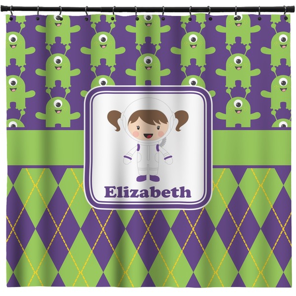 Custom Astronaut, Aliens & Argyle Shower Curtain (Personalized)