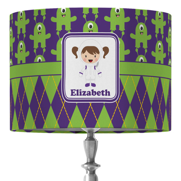 Custom Astronaut, Aliens & Argyle 16" Drum Lamp Shade - Fabric (Personalized)