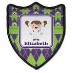 Astronaut, Aliens & Argyle Iron On Shield Patch B w/ Name or Text