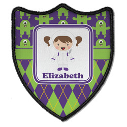 Astronaut, Aliens & Argyle Iron On Shield Patch B w/ Name or Text