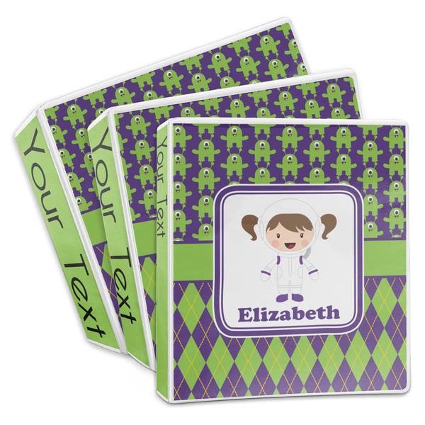 Custom Astronaut, Aliens & Argyle 3-Ring Binder (Personalized)