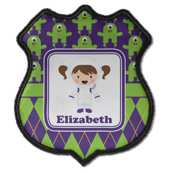 Astronaut, Aliens & Argyle Iron On Shield Patch C w/ Name or Text