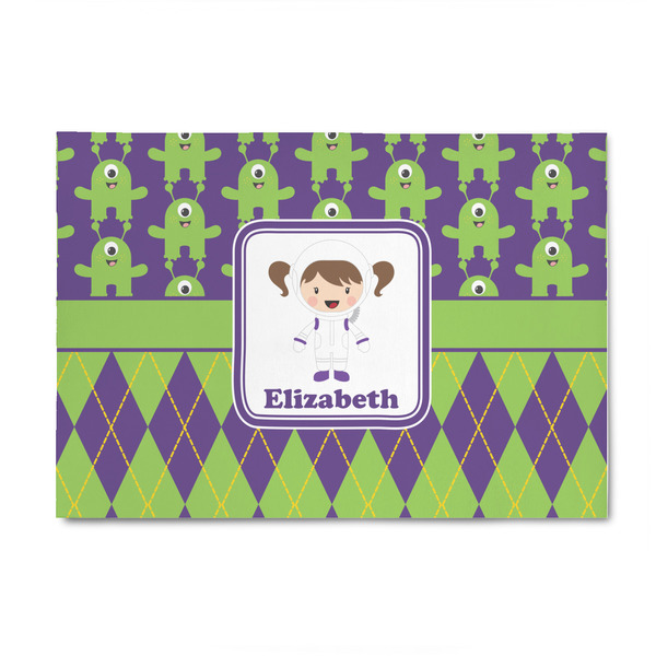 Custom Astronaut, Aliens & Argyle 4' x 6' Indoor Area Rug (Personalized)