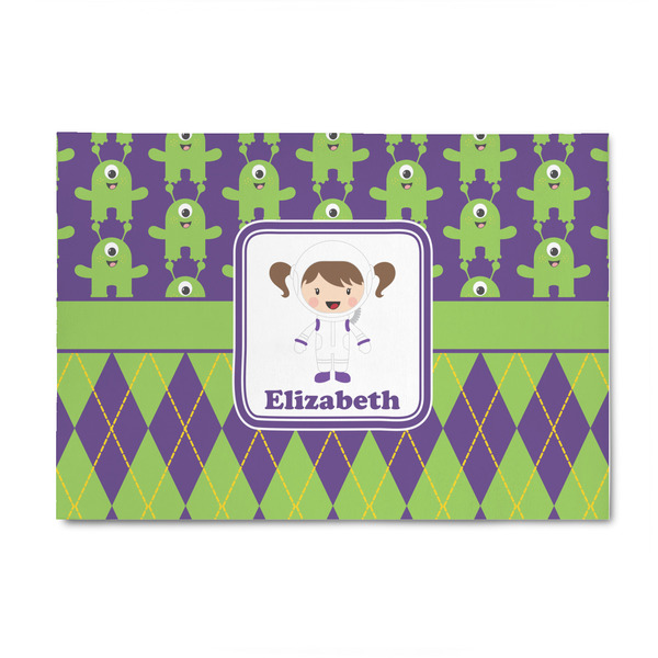 Custom Astronaut, Aliens & Argyle 4' x 6' Patio Rug (Personalized)