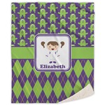 Astronaut, Aliens & Argyle Sherpa Throw Blanket (Personalized)