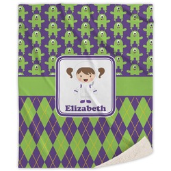 Astronaut, Aliens & Argyle Sherpa Throw Blanket (Personalized)