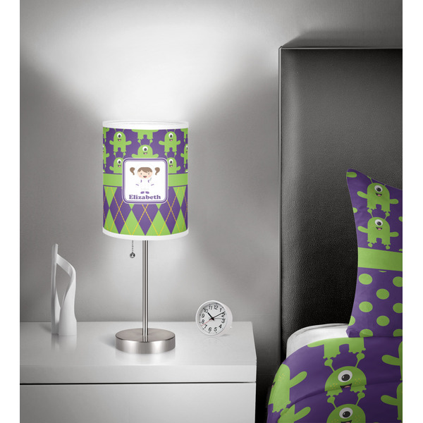 Astronaut, Aliens & Argyle 7 inch drum lamp shade - in room
