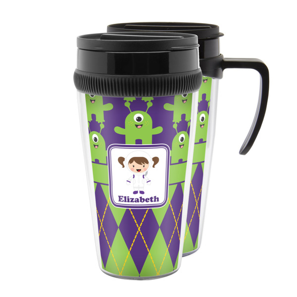 Custom Astronaut, Aliens & Argyle Acrylic Travel Mug (Personalized)
