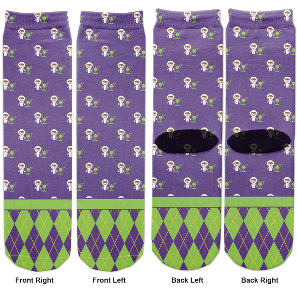 Astronaut, Aliens & Argyle Adult Crew Socks - Double Pair - Front and Back - Apvl