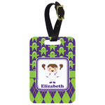 Astronaut, Aliens & Argyle Metal Luggage Tag w/ Name or Text