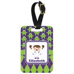 Astronaut, Aliens & Argyle Metal Luggage Tag w/ Name or Text