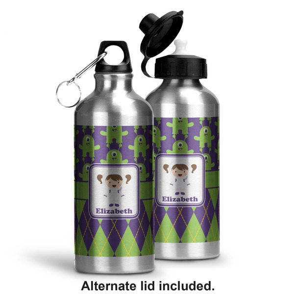 Astronaut, Aliens & Argyle Aluminum Water Bottle - Alternate lid options