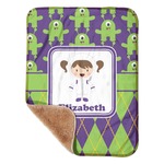Astronaut, Aliens & Argyle Sherpa Baby Blanket - 30" x 40" w/ Name or Text