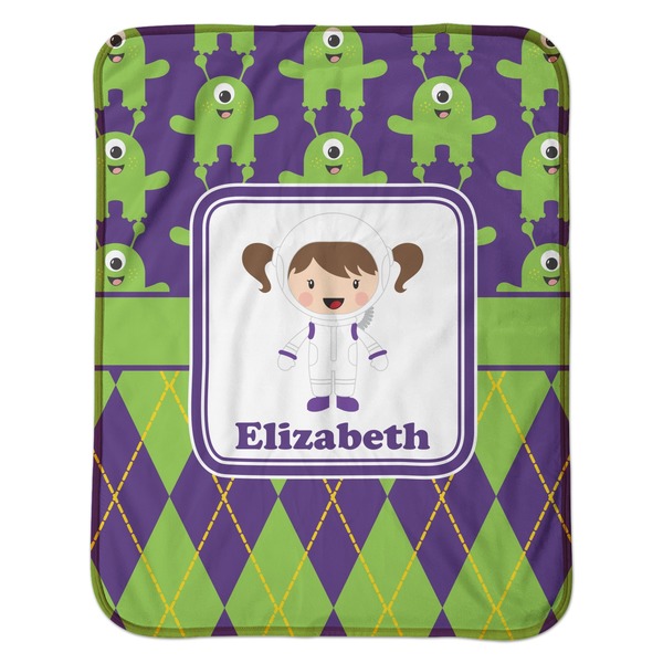 Astronaut, Aliens & Argyle Baby Sherpa Blanket - Flat