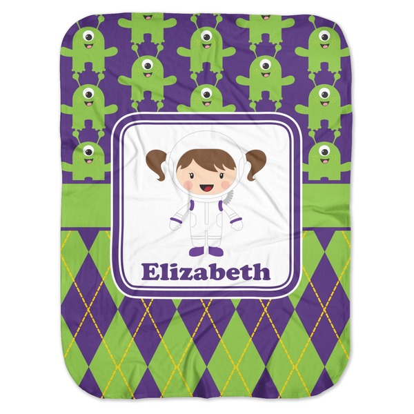 Custom Astronaut, Aliens & Argyle Baby Swaddling Blanket (Personalized)