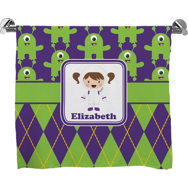 Custom Astronaut, Aliens & Argyle Bath Towel (Personalized)