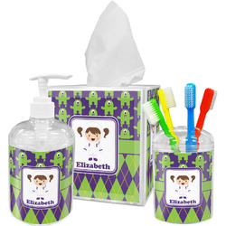 Astronaut, Aliens & Argyle Acrylic Bathroom Accessories Set w/ Name or Text