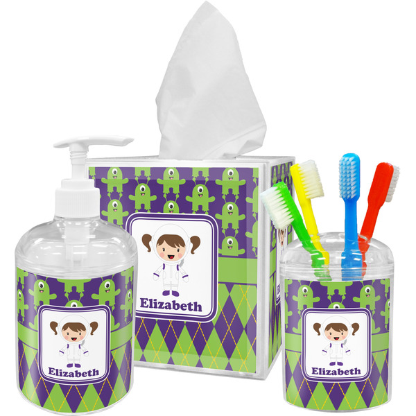Astronaut, Aliens & Argyle Bathroom Accessories Set (Personalized)