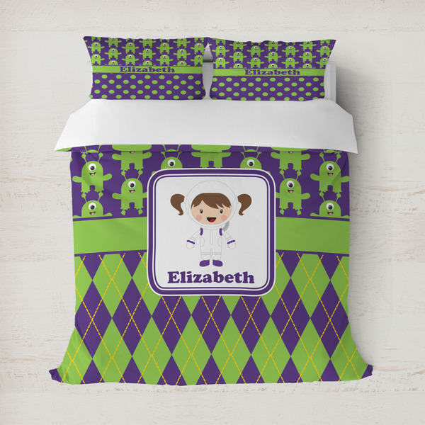 Custom Astronaut, Aliens & Argyle Duvet Cover (Personalized)