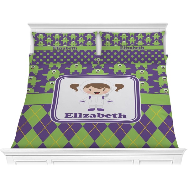 Custom Astronaut, Aliens & Argyle Comforter Set - King (Personalized)