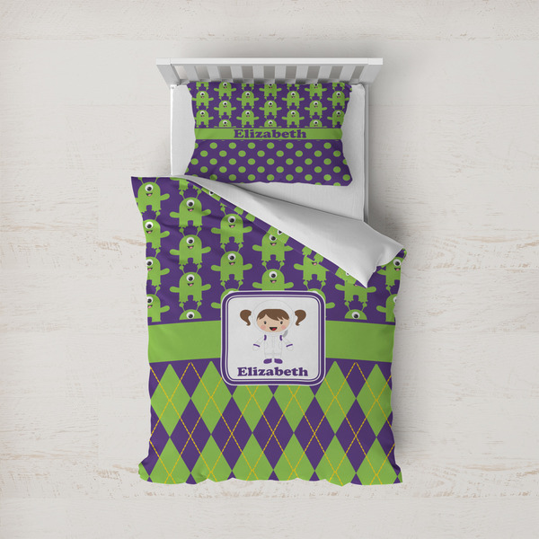 Custom Astronaut, Aliens & Argyle Duvet Cover Set - Twin (Personalized)
