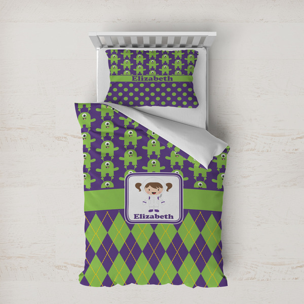 Custom Astronaut, Aliens & Argyle Duvet Cover Set - Twin XL (Personalized)