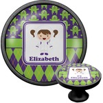 Astronaut, Aliens & Argyle Cabinet Knob (Black) (Personalized)