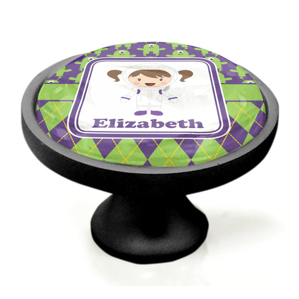 Astronaut, Aliens & Argyle Black Custom Cabinet Knob (Side)