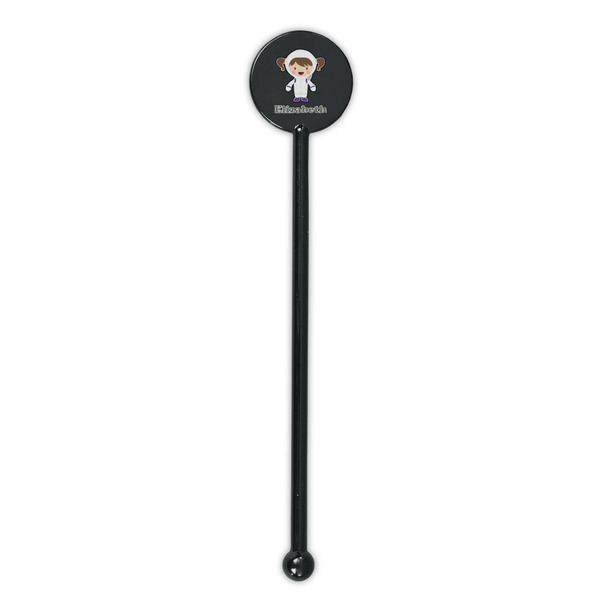 Astronaut, Aliens & Argyle Black Plastic 5.5" Stir Stick - Round - Single Stick
