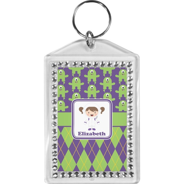 Custom Astronaut, Aliens & Argyle Bling Keychain (Personalized)