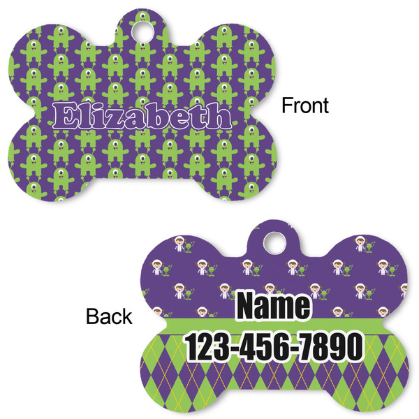 Astronaut, Aliens & Argyle Bone Shaped Dog ID Tag - Large - Approval