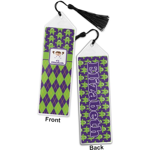Astronaut, Aliens & Argyle Bookmark with tassel - Front and Back