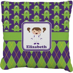 Astronaut, Aliens & Argyle Faux-Linen Throw Pillow 16" (Personalized)