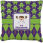 Astronaut, Aliens & Argyle Faux-Linen Throw Pillow 18" (Personalized)