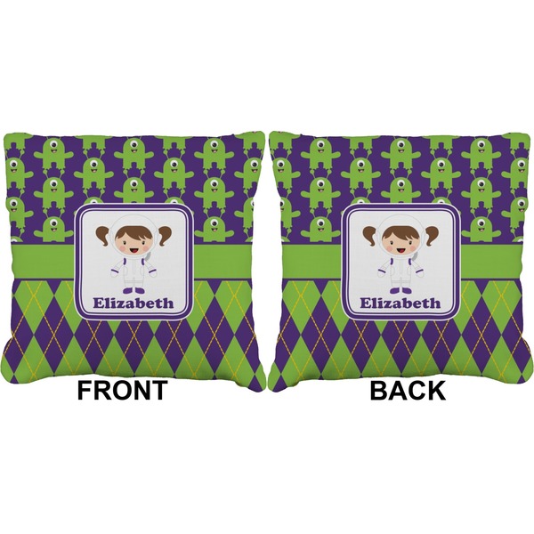 Astronaut, Aliens & Argyle Burlap Pillow Approval