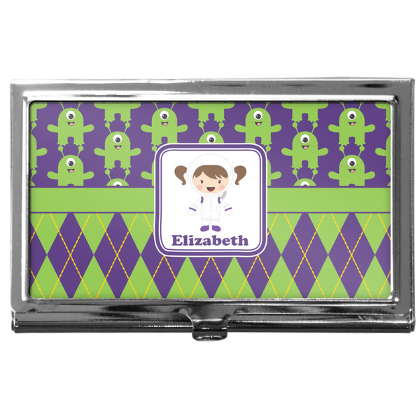 Custom Astronaut, Aliens & Argyle Business Card Case