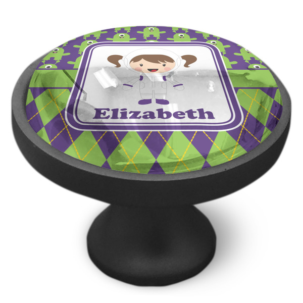 Astronaut, Aliens & Argyle Cabinet Knob - Black - Side