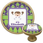 Astronaut, Aliens & Argyle Cabinet Knob - Gold (Personalized)